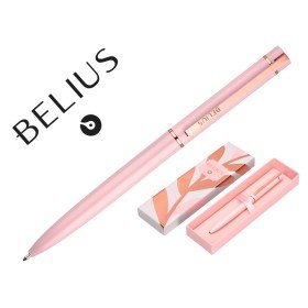 Esferografica Belius Rose Aluminio Desenho Rosa Ouro Rosa Tinta Azul Caixa Design