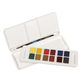Aguarela Daler Rowney Aquafine Travel Conjunto com Pincel Caixa de 12 Cores Sortidas