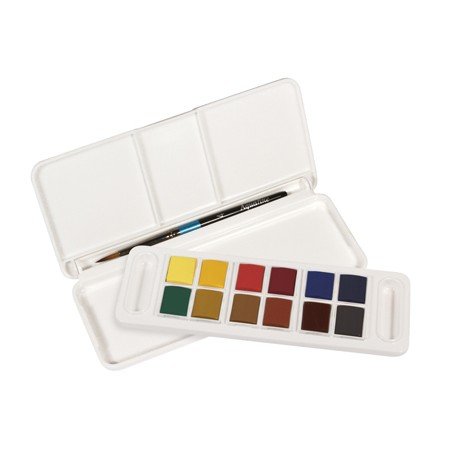 Aguarela Daler Rowney Aquafine Travel Conjunto com Pincel Caixa de 12 Cores Sortidas