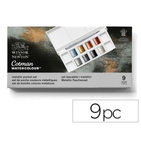 Aguarela Winsor&Newton Caixa Metalica Bolsa com 8 Cores Metalicas + Pincel