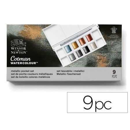 Aguarela Winsor&Newton Caixa Metalica Bolsa com 8 Cores Metalicas + Pincel
