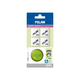 Apara Lapis Milan Spin Plastico 1 Uso + 4 Borrachas 430