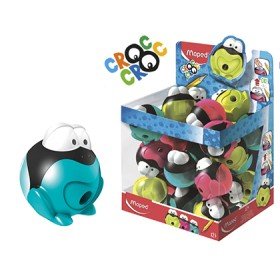 Apara Lapis Plastico Maped Croc Croc Signal com Deposito 1 Uso Cores Sortidas.