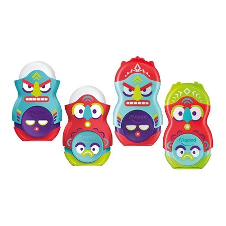 Apara Lapis Plastico Maped Loopy Totem Plastico 1 Uso com Borracha Cores Sortidas