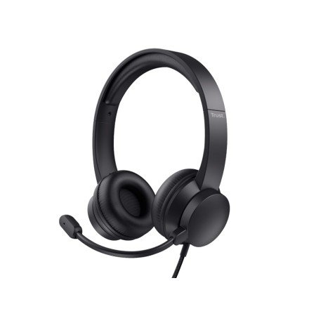 Auricular Trust Hs-200 com Microfone Ajustavel USB 2,0 Comprimento Do Cabo 1,80 Mt Cor Preto