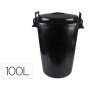 Balde de Lixo Preto com Tampa 100L