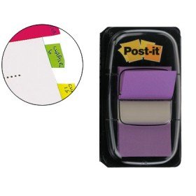 Bandas Separadoras Post-It Index 3M, 25,4X43,1 Mm Violeta Dispensador de 50 Unidades