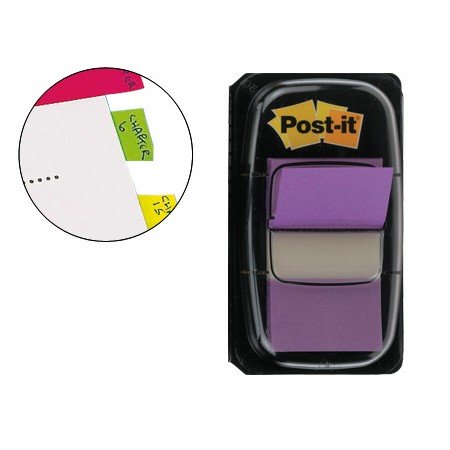 Bandas Separadoras Post-It Index 3M, 25,4X43,1 Mm Violeta Dispensador de 50 Unidades