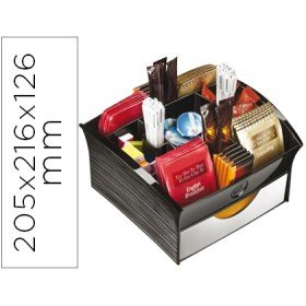 Bandeja Organizadora Cep Premier com 9 Compartimentos Apta Para Alimentos Poliestireno Preto 20,5X21,6X12,6 Cm