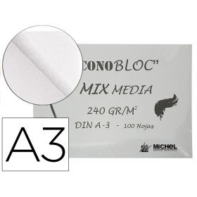 Bloc Dibujo Multitecnicas Michel Econobloc Mix Media Din A3 Encolado 100 Hojas 240 Gr 297X420 Mm