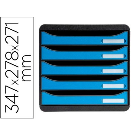 Bloco Classificador Secretaria Exacompta Big-Box Clean Safe 5 Gavetas Azul