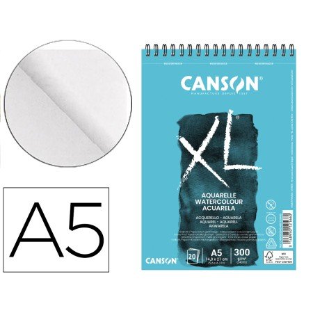 Bloco de Desenho Aguarela Canson Xl Aquarelle Grano Fino Din A6 Microperfurado Espiral 14,8X21 Cm 20 Folhas 300 Gr