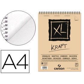 Bloco de Desenho Esboço Canson Xl Kraft Din A4 Kraft Bege Espiral 21X29,7 Cm 60 Folhas 90 Gr