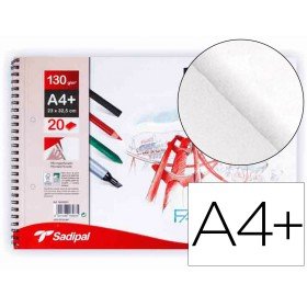 Bloco de Desenho Sadipal Fabriano Din A4+ Espiral 20 Folhas 2 Furos 130G/M2 Grao Suave Microperfurado Liso