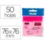 Bloco de Notas Adesivas Milan 76X76 Mm Removivel Plastico Translucido Rosa Fluor 50 Folhas