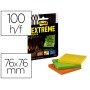 Bloco de Notas Adesivas Post-It Extreme 76X76 Mm com 45 Folhas Pack de 3 Unidades Amarelo Laranja E Verde