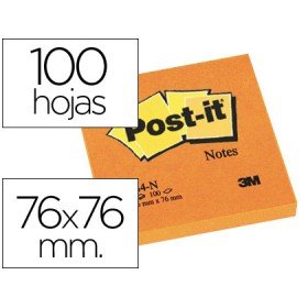 Bloco de Notas Adesivas Post-It Laranja 76 x 76 Mm