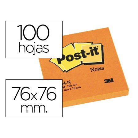 Bloco de Notas Adesivas Post-It Laranja 76 x 76 Mm