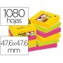 Bloco de Notas Adesivas Post-It Super Sticky 47,6X47,6 Mm com 90 Folhas Pack de 12 Bloco Cores Sortidas