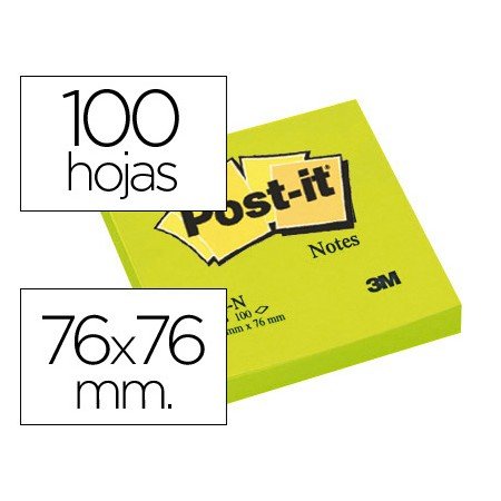 Bloco de Notas Adesivas Post-It Verde 76 x 76 Mm