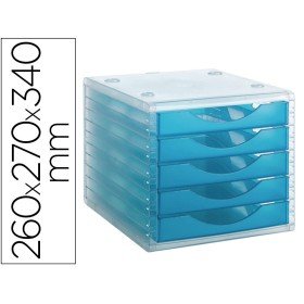 Bloco de Secretaria Archivo 2000 Empilhavel 5 Gavetas Lagoon Translucido 260X270X340 Mm