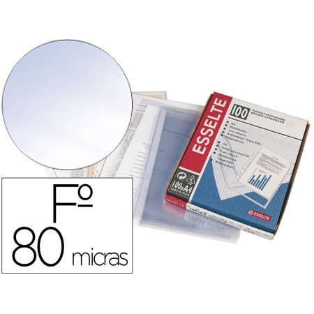 Bolsa Catalogo/Mica Esselte Folio Pvc Cristal 80 Mc com Reforco Caixa de 100 Unidades