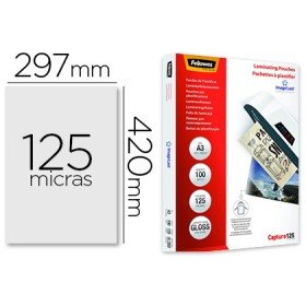 Bolsa de Plastificar Fellowes Brilho Din A3 125 Microns Pack de 100 Unidades