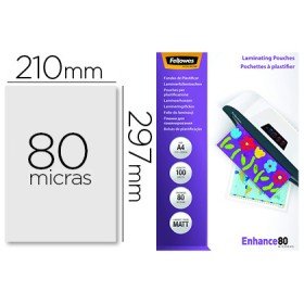 Bolsa de Plastificar Fellowes Mate Din A4 80 Microns Pack 100 Unidades