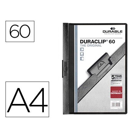 Bolsa Dossier Durable com Clip Lateral Din A4 Preto 60 Folhas