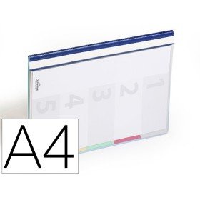 Bolsa Dossier Durable Plasticodin A4 com 5 Bandas de Cores Eindice Lombada Cor Azul Pack de 5 Unidades