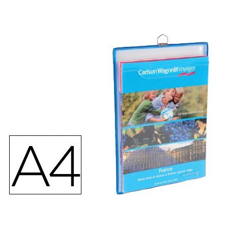 Bolsa Para Pendurar Tarifold Din A4 Reforçada E com Asa Vertical Cor Azul Pack de 5 Unidades