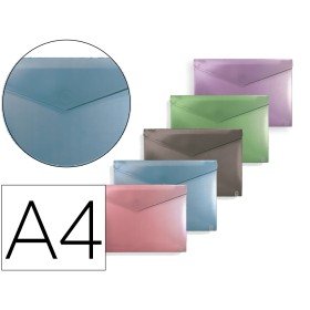 Bolsa Porta Documentos Carchivo Polipropileno 200 Mc Fecho Velcro Cor Metalizado Pack de 10 Unidades Cores Sortidas