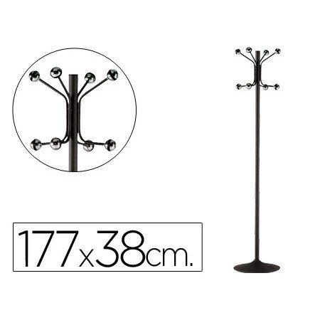 Cabide com Pe Sie Metalico Preto com 8 Suportes 177 x 38 Cm