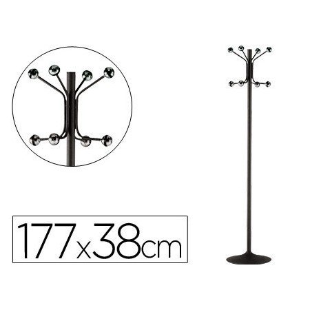 Cabide com Pe Sie Metalico Preto com 8 Suportes 177 x 38 Cm