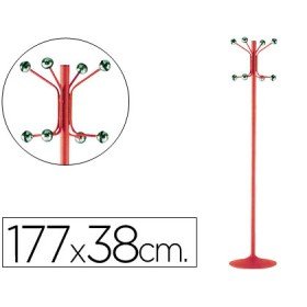 Cabide com Pe Sie Metalico Vermelho com 8 Suportes 177 x 38 Cm
