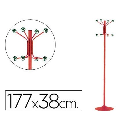 Cabide com Pe Sie Metalico Vermelho com 8 Suportes 177 x 38 Cm