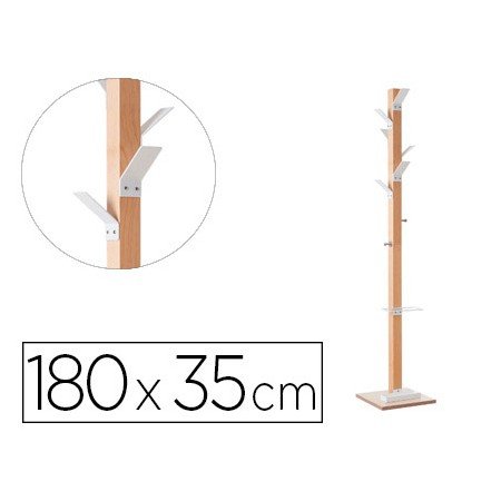 Cabide de Madeira Paperflow Faia 8 Suportes Branco Altura 180 Cm