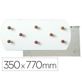 Cabide Sie de Parede Branco 8 Suportes de Madeira Faia 350X770 Mm