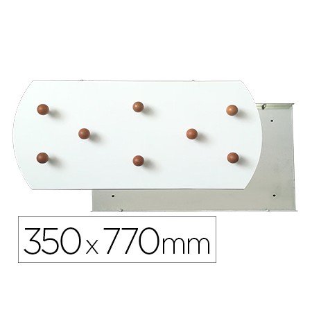 Cabide Sie de Parede Branco 8 Suportes de Madeira Faia 350X770 Mm