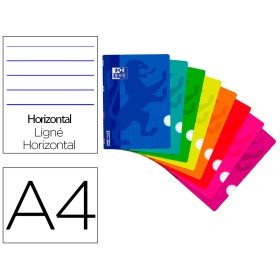 Caderno Agrafado Oxford Openflex Capa Plastico Din A4 48 Folhas Pautado Asignatura Natural Cores Sortidas