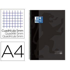 Caderno Espiral Oxford Capa Extradura Microperfurado Din A4 80 F Quadricula 5 Mm Cor Cinza