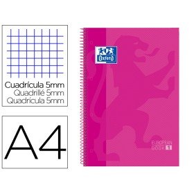 Caderno Espiral Oxford Capa Extradura Microperfurado Din A4 80 F Quadricula 5 Mm Cor Rosa