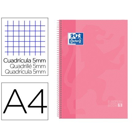Caderno Espiral Oxford Capa Extradura Microperfurado Din A4 80 F Quadricula 5 Mm Cor Rosa Doce