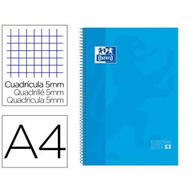 Caderno Espiral Oxford Capa Extradura Microperfurado Din A4 80 F Quadricula 5 Mm Cor Turquesa