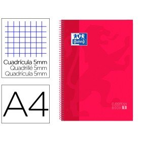 Caderno Espiral Oxford Capa Extradura Microperfurado Din A4 80 F Quadricula 5Mm Cor Vermelho