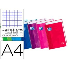 Caderno Espiral Oxford Capa Extradura Microperfurado Din A4 80 F Quadricula 5Mm Cores Sortidas