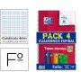Caderno Espiral Oxford Capa Flexivel Optik Paper Folio 50 Folhas 90 Gr Quadricula 4 Mm Pack de 4