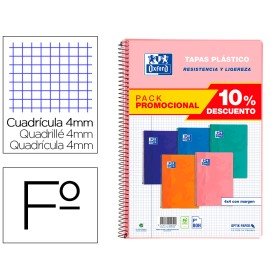 Caderno Espiral Oxford Capa Plastico Folio 80 Folhas Quadricula 4 Mm Pack 5 Unidades Cores Tendencias