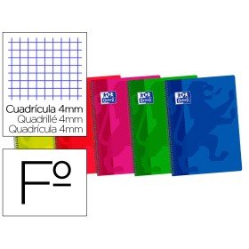 Caderno Espiral Oxford Capa Plastico Optik Paper Folio 80 Folhas 90 Gr Quadricula 4 Mm