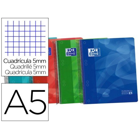 Caderno Espiral Oxford Capa Plastico Optik Paper Microperfurado Din A5 120 Folhas + 50% Quadricula 5 Mm